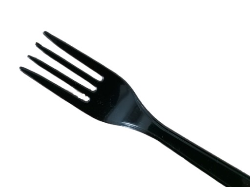 Plastová vidlička, opakovane použiteľná, pevná, čierna, 50 ks