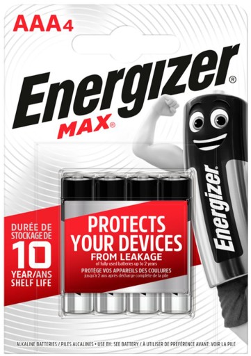4x Energizer MAX AAA alkalická batéria RL03 E92 tenké prsty