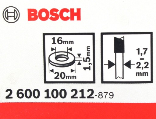 BOSCH Redukcia redukčného krúžku pre kotúče 20/16