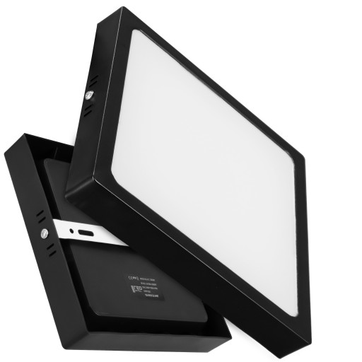 Štvorcový LED stropný panel na povrch, čierna 18W neblikajúca CCD lampa