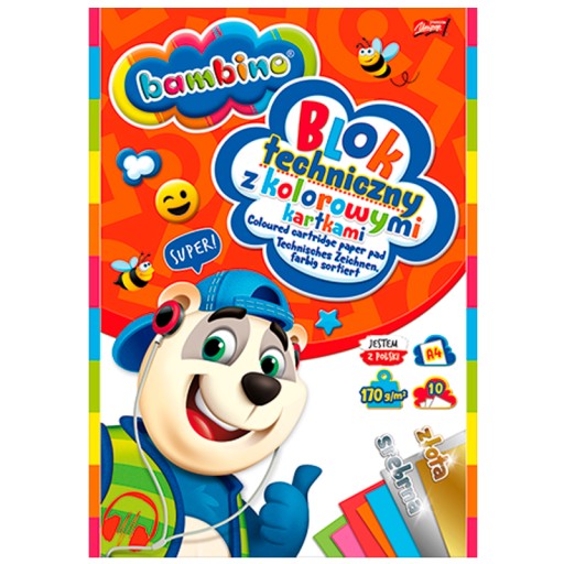 BAMBINO technický blok A4, farba + zlatá a strieborná