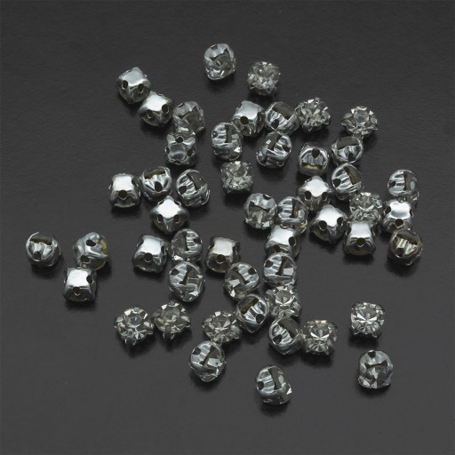 Kamienky na šitie, sklo/mosadz, trieda A, krištáľ, 3-3,2x3-3,2mm, 50ks