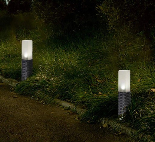 LED solárne svietidlo, zapustený štvorcový stĺpik, záhradná dekorácia, vstupy na terasu, P-302