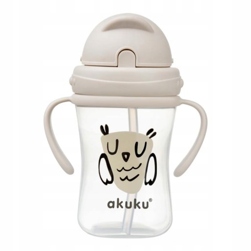 AKUKU HRNČEK, FĽAŠA S RUBIČKOU, SLAMKA, RÚČKY, 300ml, 9m+