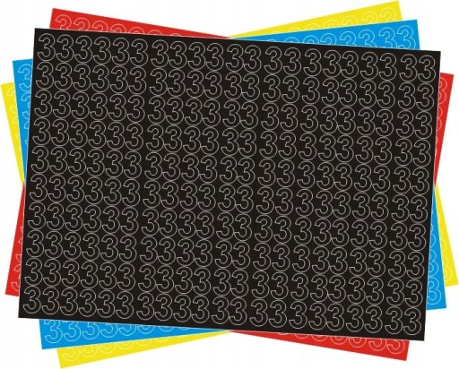 Sada samolepiacich čísel 3, tri, 1 cm, 210 ks