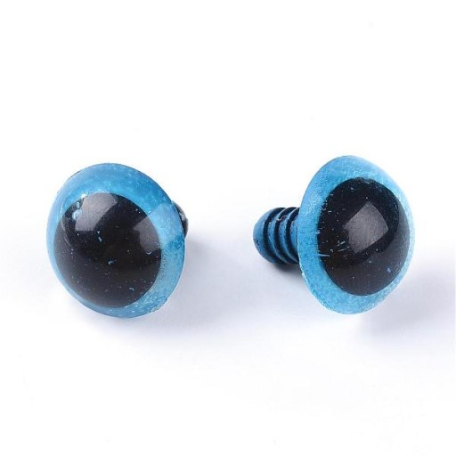 Bezpečnostné oči s niťou na hračky Modré plastové 14mm 20 párov