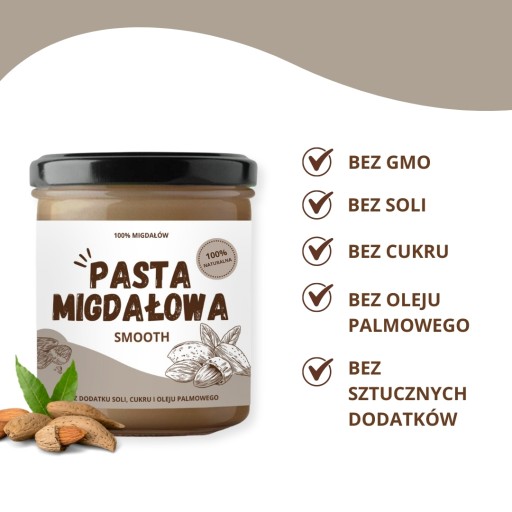 MANDĽOVÁ PASTA 100% PRÍRODNÁ 300 G BEZ CUKRU