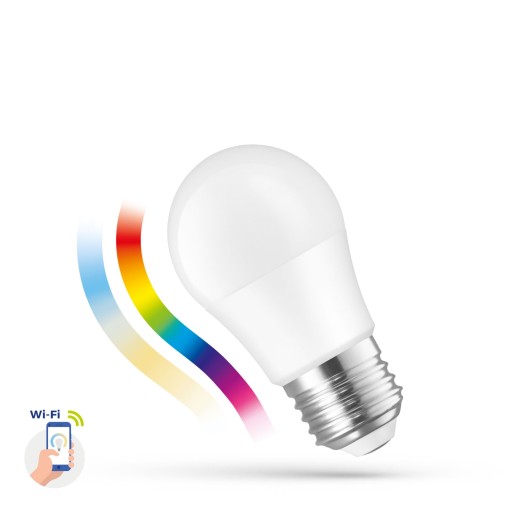 LED žiarovka E27 guľa 5W RGBW+CCT+DIMM Wi-Fi/BT