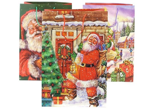 Darčeková taška Santa Claus, VIANOČNÝ vzor, veľkosť XL BIG TM65