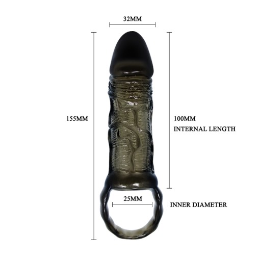 Predlžovací návlek na penis, zhrubnutie, 15 cm