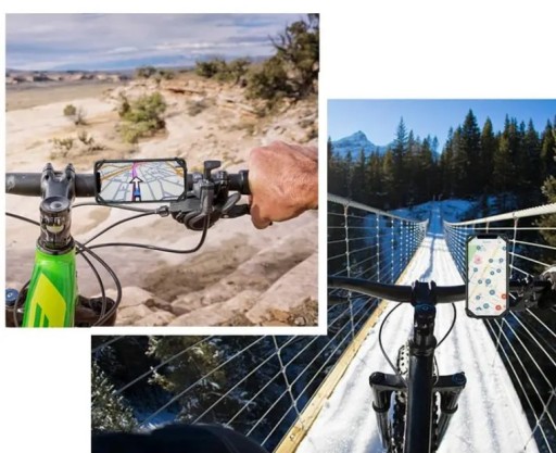 SILNÝ GUMOVÝ DRŽIAK NA BICYKEL PRE MOTOR SMARTFÓNU OTOČENIE 360° až o 6,5
