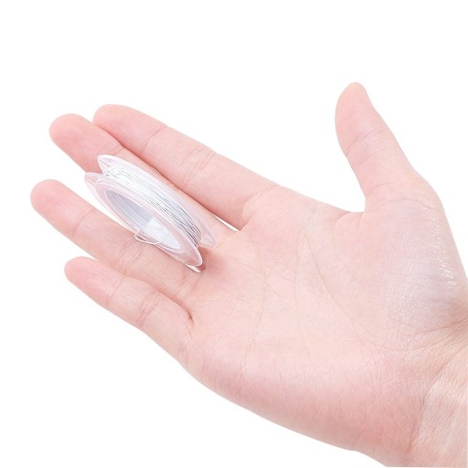 Oceľové lano na šperky s nylonovým poťahom, biely dym, 0,38 mm, 10 m/ cievka