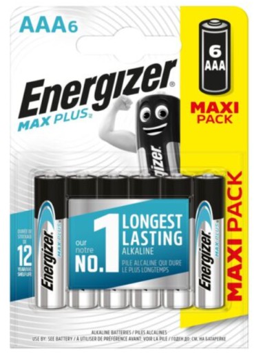 6x alkalická batéria Energizer AAA MAX PLUS R3 tenké prsty