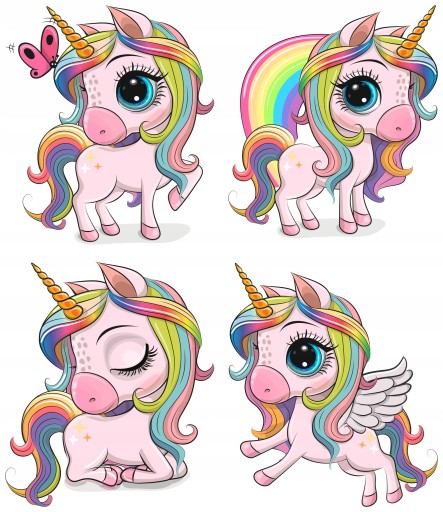 NÁLEPKY NA BIELEJ FÓLII NA NÁSTENNÝ NÁBYTOK JEDNOROŽCI PONY RAINBOW