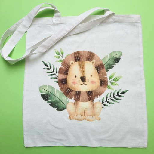 bavlnená nákupná taška s potlačou LION, EKO nákupná taška 38x42cm