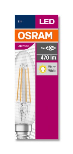 LED SVIEČKOVÁ žiarovka E14 4W 40W 2700K OSRAM FILAMENT