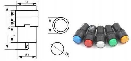 Neónová kontrolka 12mm AC 230V červená / 5079