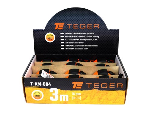 RM Oceľová rolovacia miera 3m 16mm TEGER