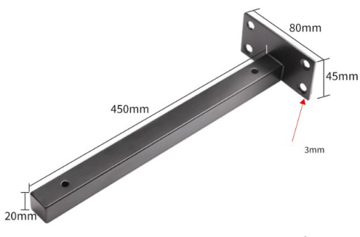PODPORKA POLICE DRŽÁK UHLOVÝ 45cm INOX oceľ