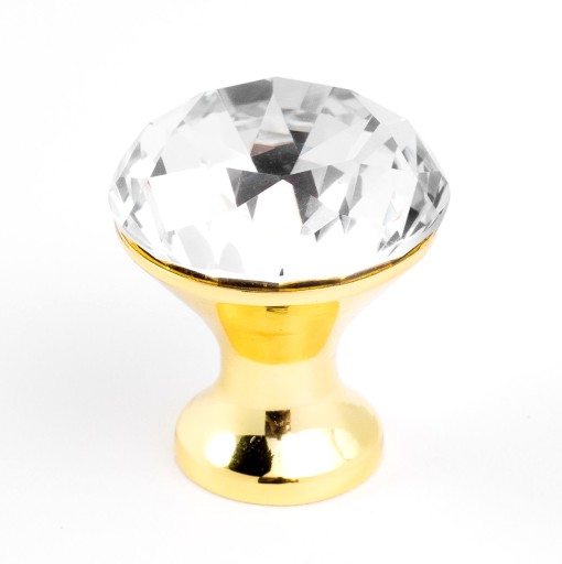 KĽÚČKA NA NÁBYTOK ZLATÁ KĽUČKA CRYSTAL FI30 KRÁSNY DIAMANT