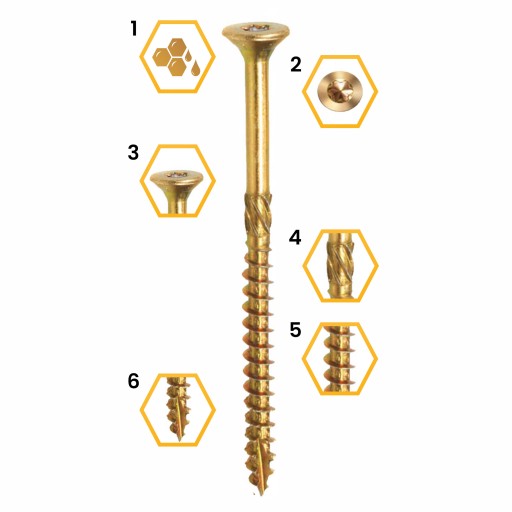TESÁRSKE SKRUTY DO DREVA 4x60 KUŽELOVÝ TORX 200 ks CS 04060 DOMAX