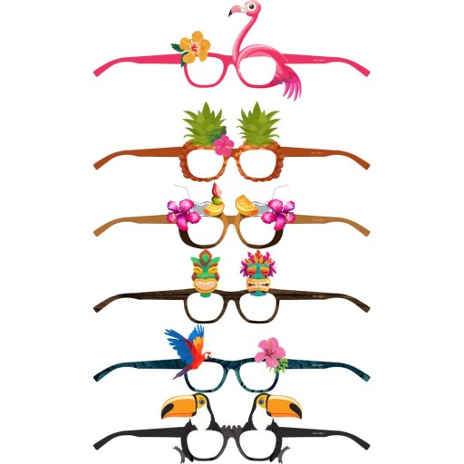 HAWAIIAN ALOHA párty okuliare, FLAMINGO mix x6