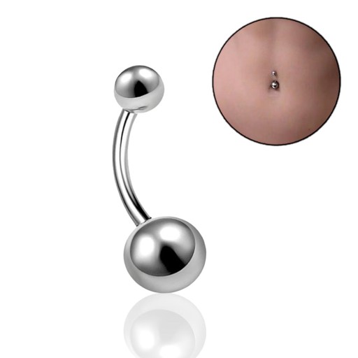 PIERCING Klasický titánový banánový piercing do pupka s dvoma guličkami. 1,6/10