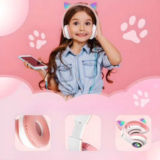 BEZDRÔTOVÉ SLÚCHADLÁ PRE DETI B39 S UŠIMI BLUETOOTH RGB UŠI PRE Mačky