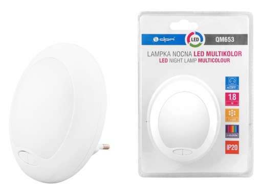 Zásuvné svietidlo do zásuvky LED nočná guľa 1,8W RGB - 8 farieb IP20 DPM