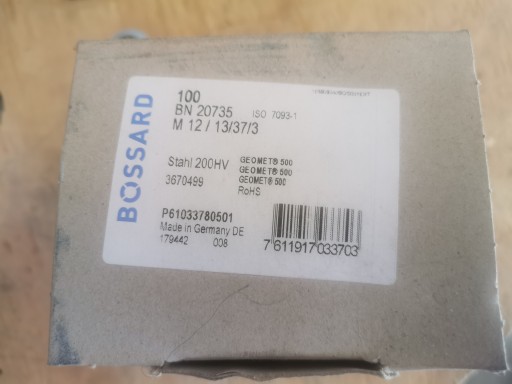 Bossard M12 plochá podložka ISO 7093-1 oceľ 200 HV