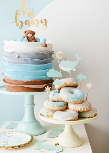 Baby sprchové taniere One Year Old Whales Clouds Moon 18cm 6 ks