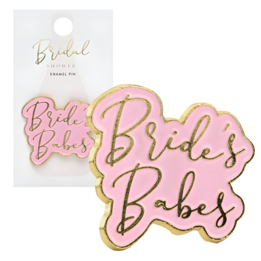 Bride's Babes Hen Party Pin pre družičky, ružová a zlatá