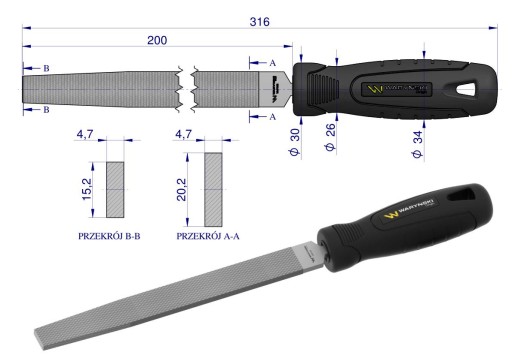 RM Plochý pilník 200 mm Waryński