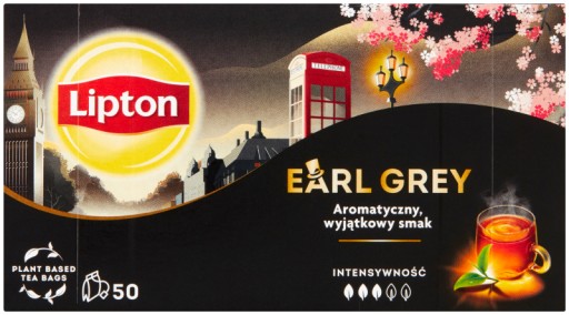 Čierny čaj Lipton Earl Grey 50 vrecúšok
