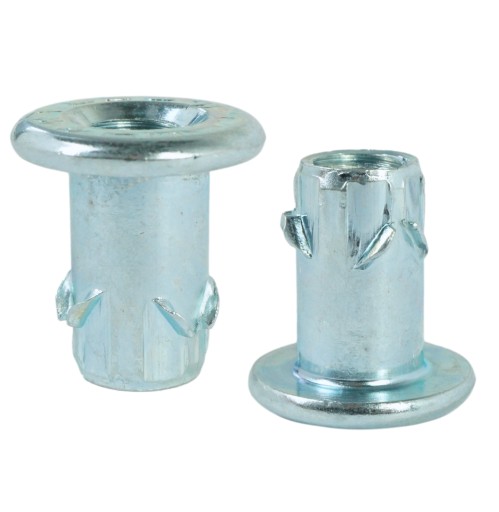 Zásuvka 10x M6 x 14 mm s golierom, tepaná nábytková vložka na drevo, nožičky