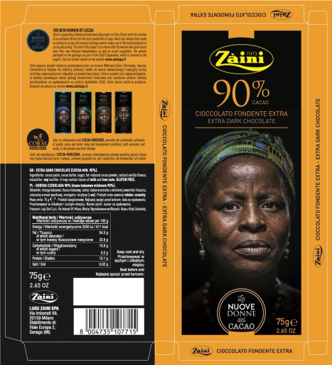 HORKÁ ČOKOLÁDA 90% KAKAO 75g ZAINI ŽENY KAKAKU PRAVÁ ČOKOLÁDA