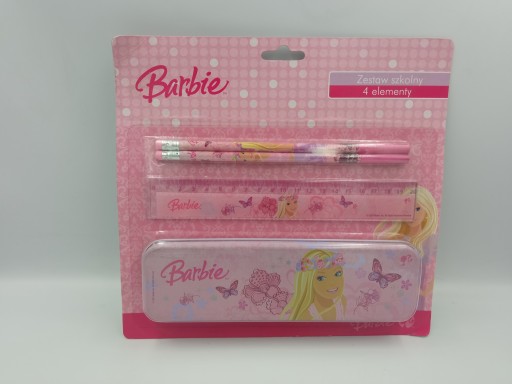 BARBIE ŠKOLSKÝ SET 4 POMÔCKY KRABIČKA NA CERÚŽKY A ceruzky