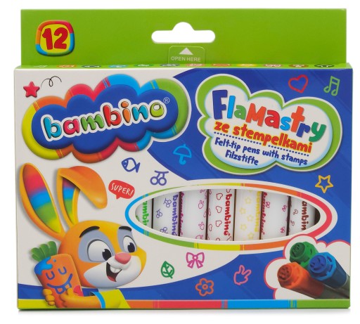 BAMBINO fixy s pečiatkami, 12 farieb.