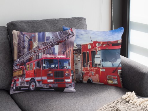 Bavlnená obliečka na vankúš Jasiek 40x40 Hasičské auto
