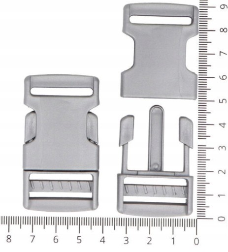 Plastová spona na popruh 2,5 cm 25 mm - 6ks šedá
