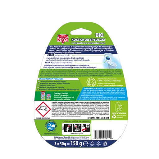 Kret BIO WC blok do splachovacej nádrže, farbenie vody, podpora chodu septiku, 3x50g