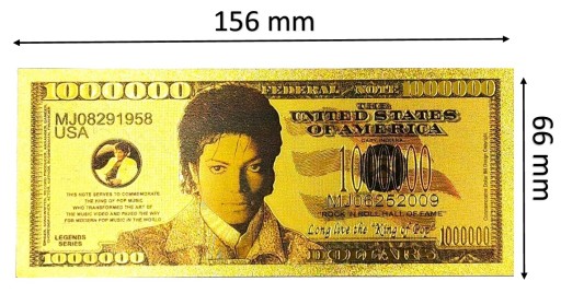 MICHAEL JACKSON Krásna kolekcia pozlátených bankoviek
