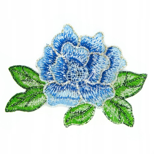 Nášivka FLOWER rose aplikácia zlatomodrá