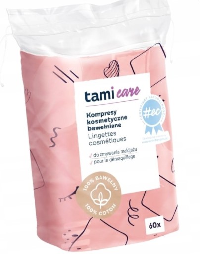 TAMI KOZMETICKÉ VLOŽKY BAVLNENÉ KOMPRESY 60 ks.