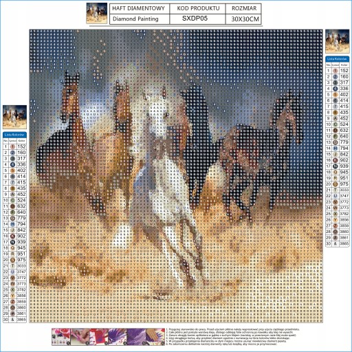 Diamantová maľba Diamantová výšivka STÁDO KONÍ V CVALU MOZAIKA 5D 30x30cm