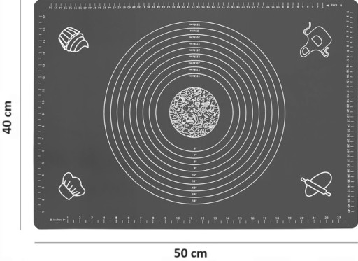 SILIKÓNOVÁ DOSKA KUCHYŇSKÁ PODLOŽKA NA CESTO S ROZMERY 50x40