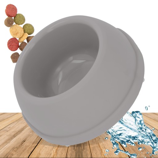 Plastová miska pre psov S, 0,38L, šedá, priem 17 cm,