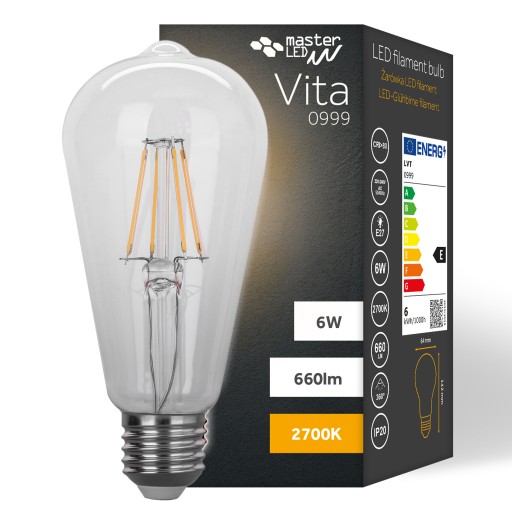 E27 LED FILAMENT EDISON RETRO DEKORATÍVNA 6W žiarovka