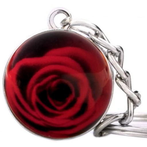KEYRING ROSE 3D SKLENENÝ GUĽOVÝ PRÍVESEK PRE ŽENU MATKU MATKU