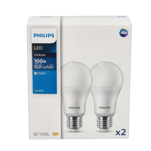 PHILIPS SET 2x E27 LED žiarovka 13W = 100W 2700K TEPLÁ BIELA 1521lm A67